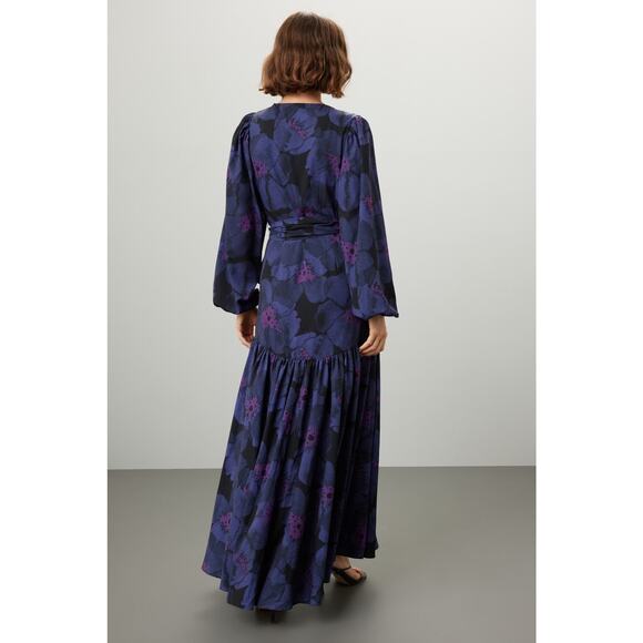 HUTCH Women's Purple Floral Wrap Long Sleeve Lima A-Line Dress Size Extra Large - Picture 3 of 15